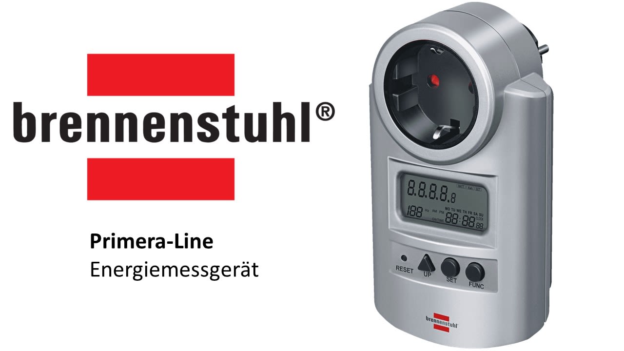 BRENNENSTUHL Primera-Line PM 231 E Energiemessgerät mit Firmenlogo und Kennzeichnung daneben