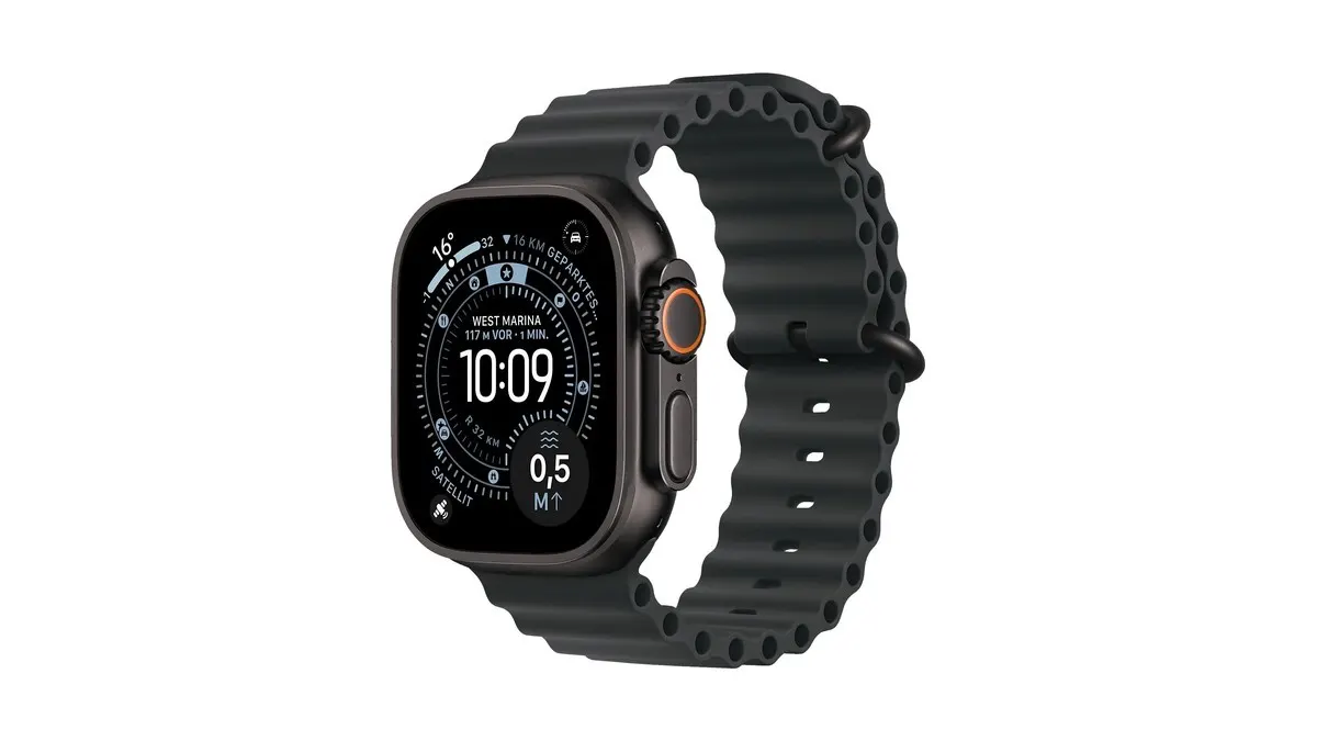 Die Apple Watch Ultra 3 vor weißem Hintergrund.