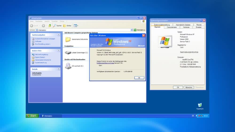 Es ist die Desktop-Oberfläche von Windows XP zu sehen.