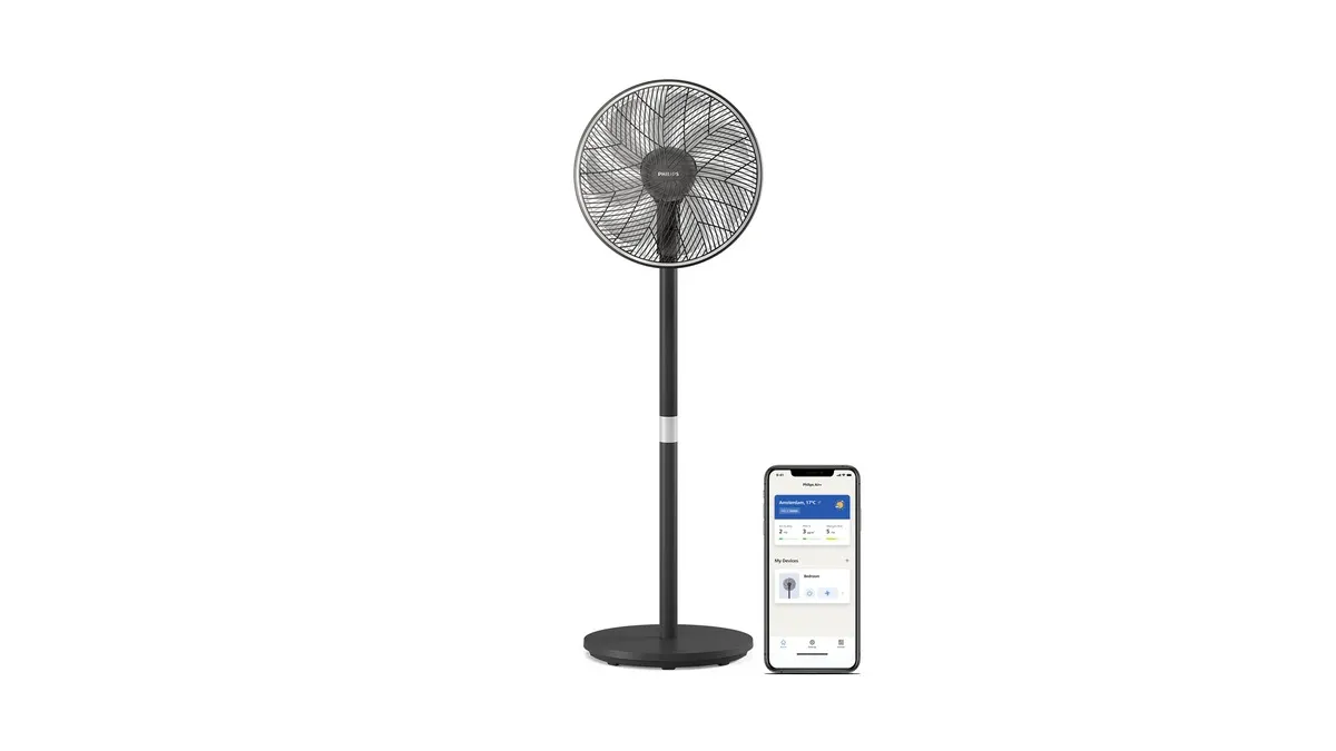Der Standventilator Philips CX3550/01 vor einem weißen Hintergrund.