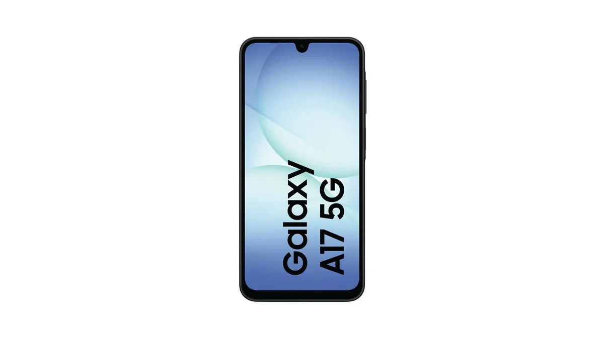 Das Samsung Galaxy A17 vor einem weißen Hintergrund.