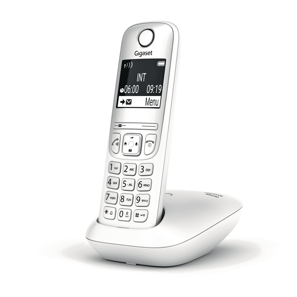 GIGASET AE690 Schnurloses Telefon leicht seitlich in der Ladestation