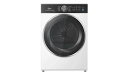 Der Trockner Midea MD210H100WB-B steht vor einem weißen Hintergrund.