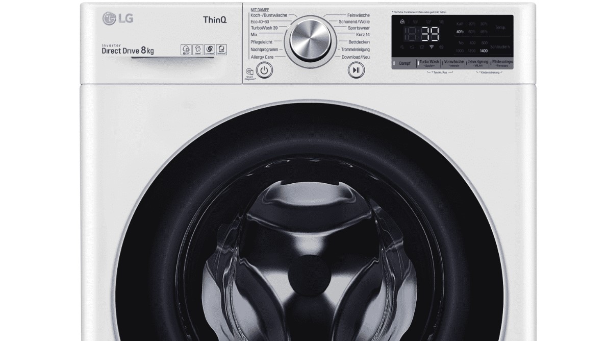 Zona superioară din față a mașinii de spălat rufe LG F4WV708P1E