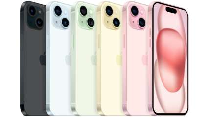 Das iPhone 15 in sechs verschiedenen Farben