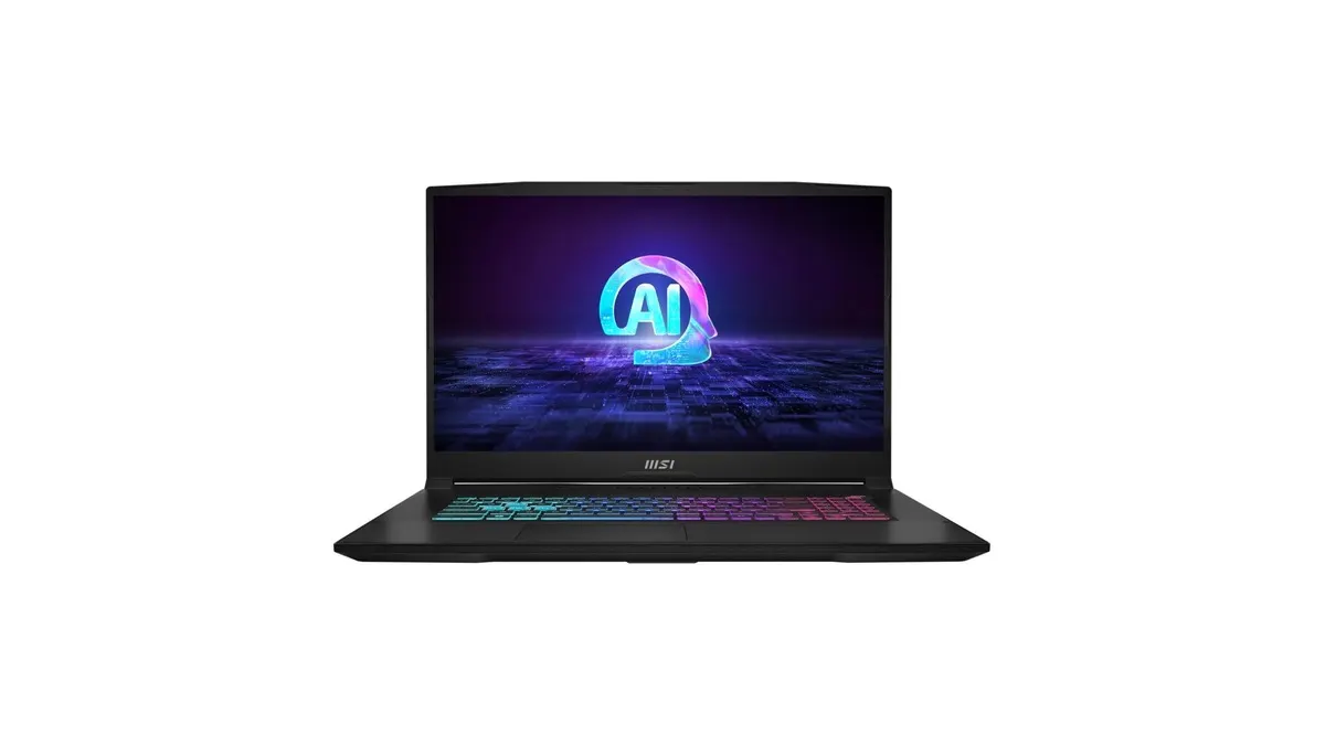 Der Gaming-Laptop MSI Katana A17 AI vor weißem Hintergrund.