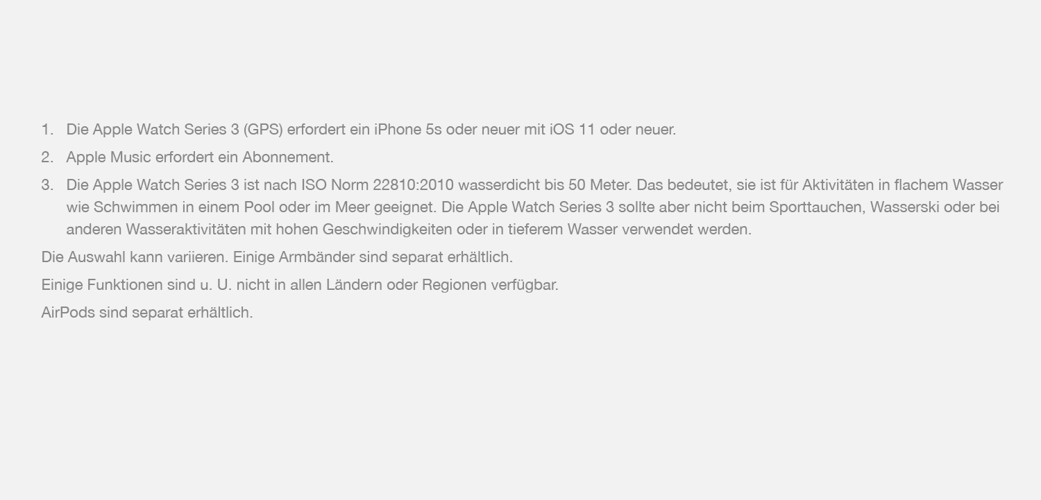APPLE Watch Series 3 42 mm Smartwatch Aluminium Kunststoff, 140-210 mm