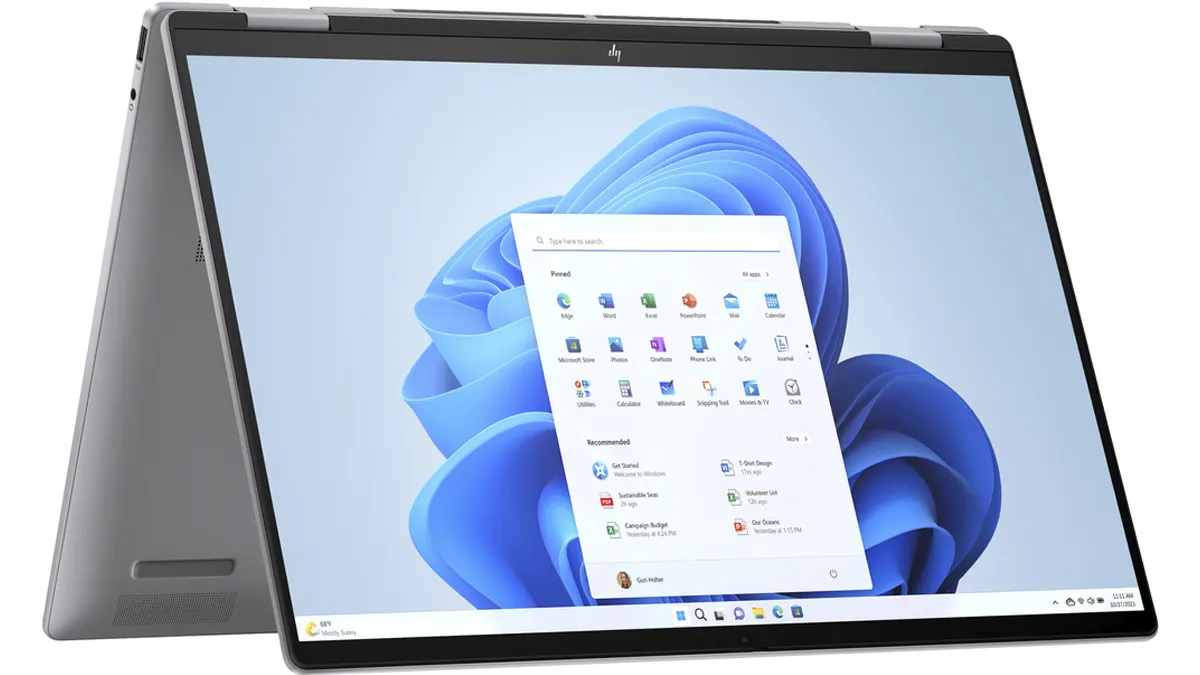 Das Convertible HP ENVY x360 2-in-1 vor weißem Hintergrund.
