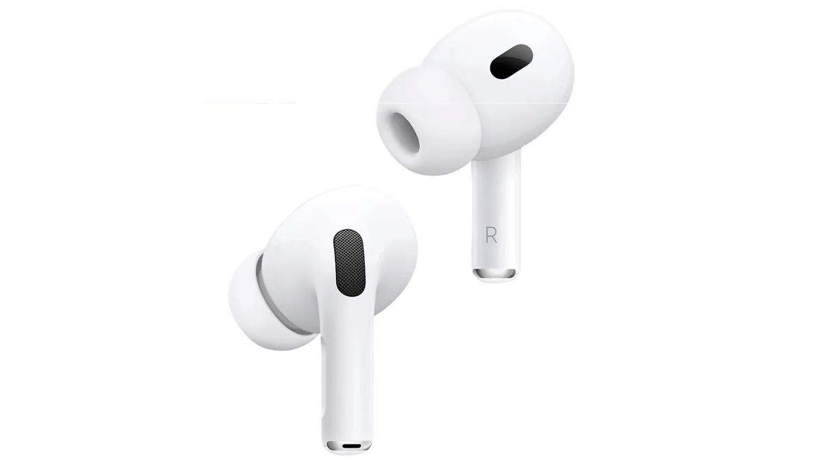 Die Apple AirPods Pro 2. Generation vor weißem Hintergrund.