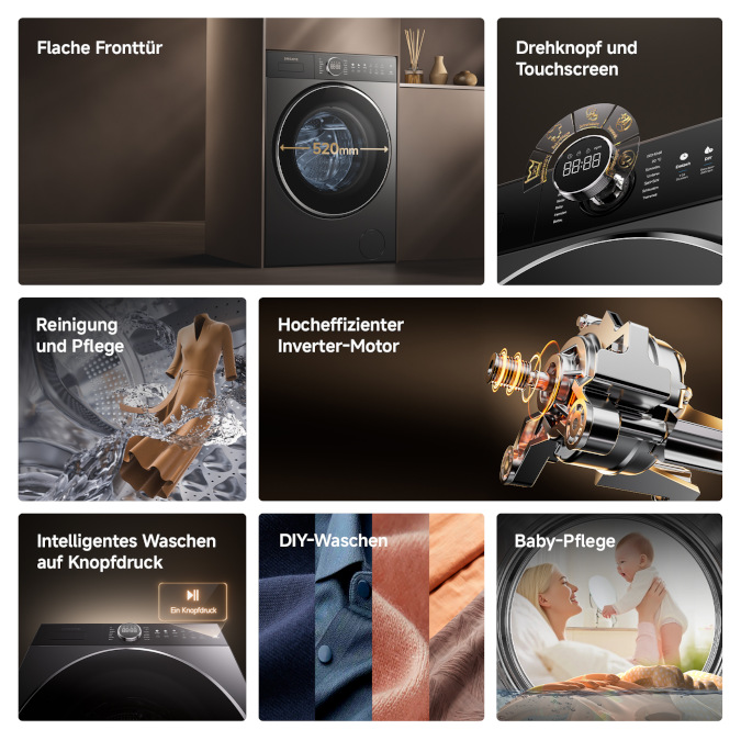 Verschiedene Highlights der Waschmaschine Dreame Washer P5 im Überblick.