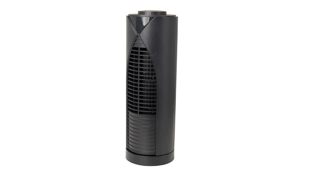 Der Turmventilator OK. OMTF 33322 B vor weißem Hintergrund.