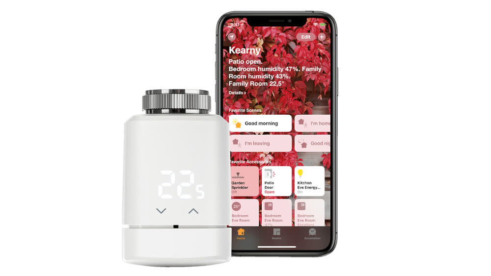 Smartes Thermostat und Smartphone mit App von Eve Thermo