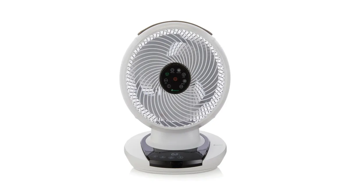 Der Tischventilator Meaco Fan1056 vor einem weißen Hintergrund.
