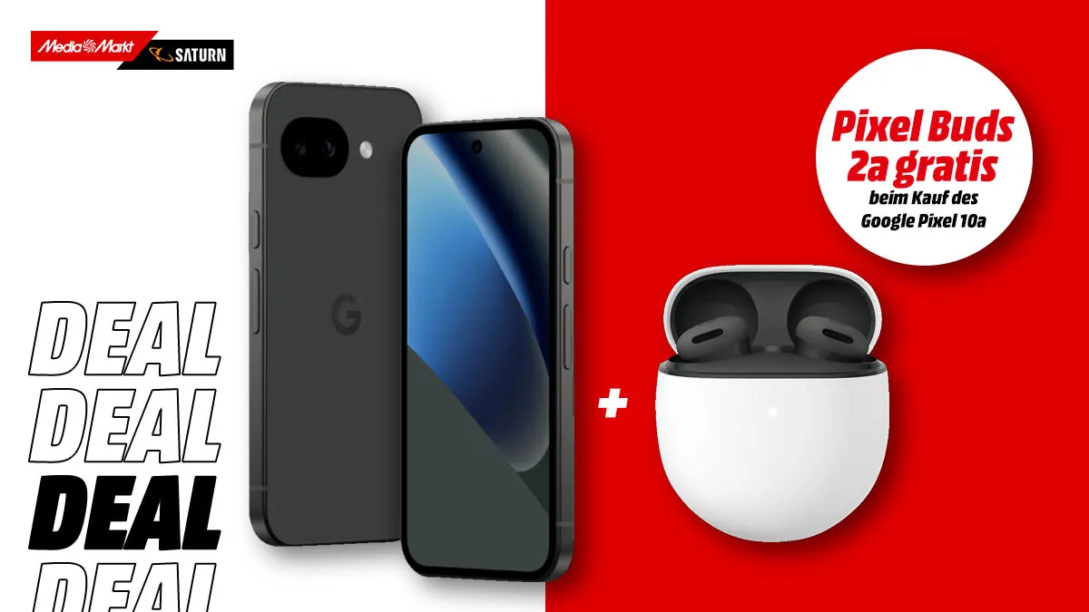 Das Smartphone Google Pixel 10a plus die In-Ear-Kopfhörer Buds 2a kostenlos dazu.