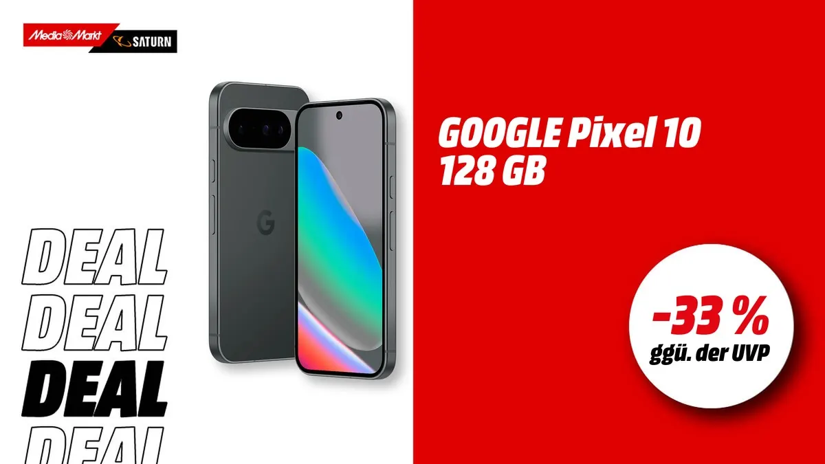 Google Pixel 10 Smartphone in Obsidian – aktuell mit -33 % (ggü. der UVP) reduziert bei MediaMarkt