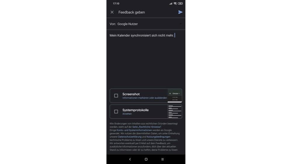 Der Google-Support wird über ein Android-Smartphone kontaktiert.