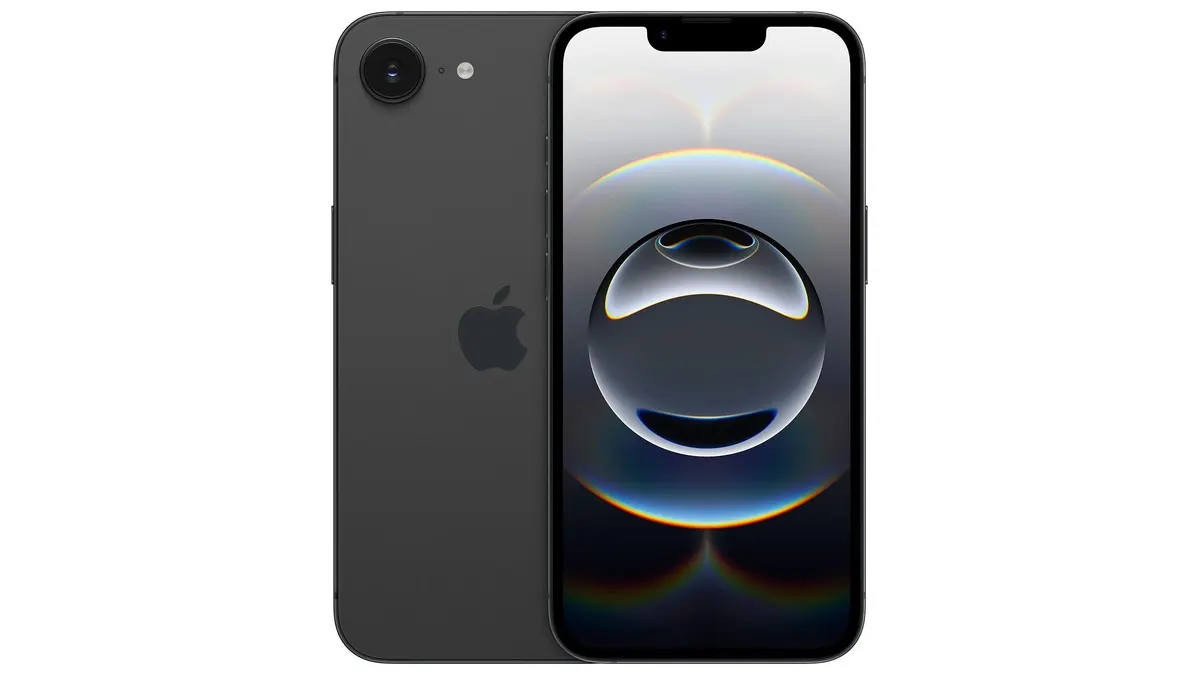 Zwei schwarze Smartphones liegen nebeneinander, eines mit Apfel-Logo und Kamera, das andere mit Bildschirm.