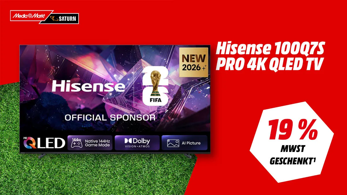 Hisense 100Q7S Hi-QLED TV mit 100 Zoll Bilddiagonale und UHD 4K, aktuell stark reduziert