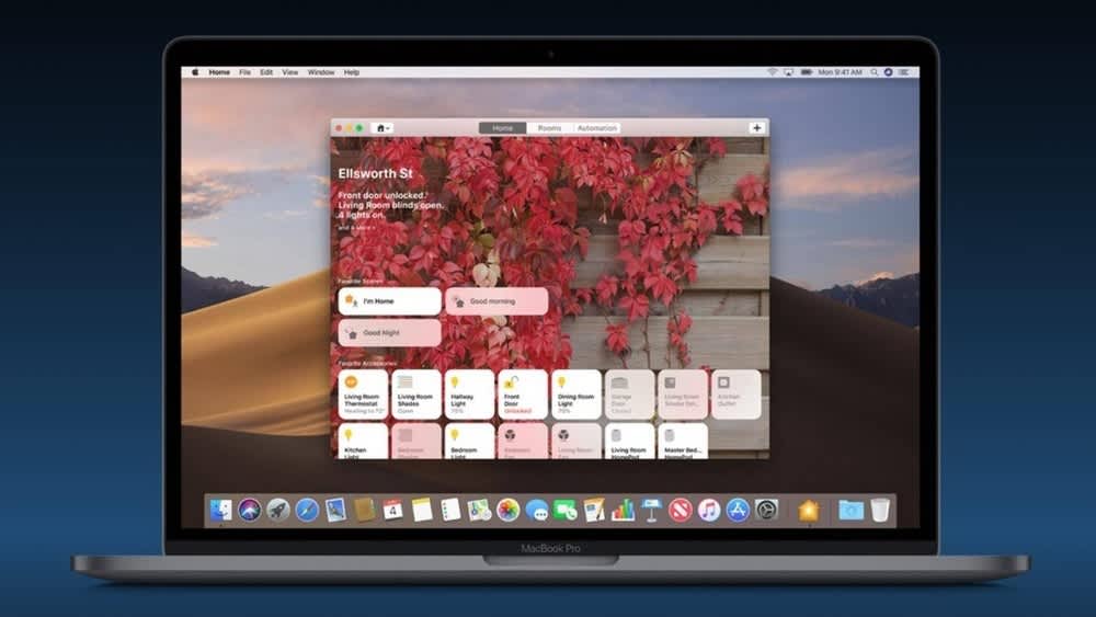 Auf einem MacBook Pro ist die Mojave-Home-App geöffnet.