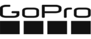 Schwarzes GoPro-Logo auf transparentem Hintergrund.
