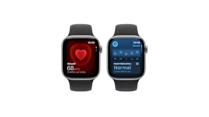Zwei Apple Watch Series 11 mit Gesundheitsdaten auf dem Display.