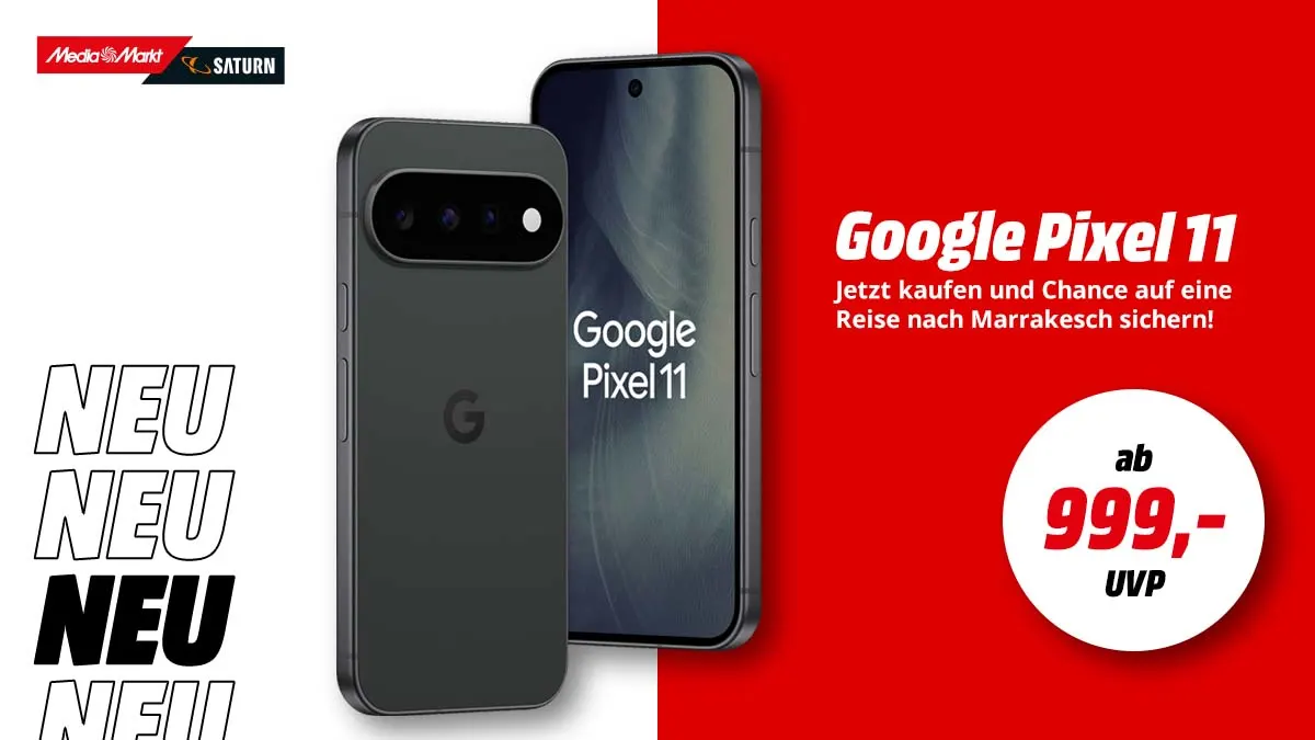 Das neue Google Pixel 11 ist da: Tensor G6, starke Kamera und Gemini-Funktionen. Jetzt bei MediaMarkt kaufen + Gewinnspiel.