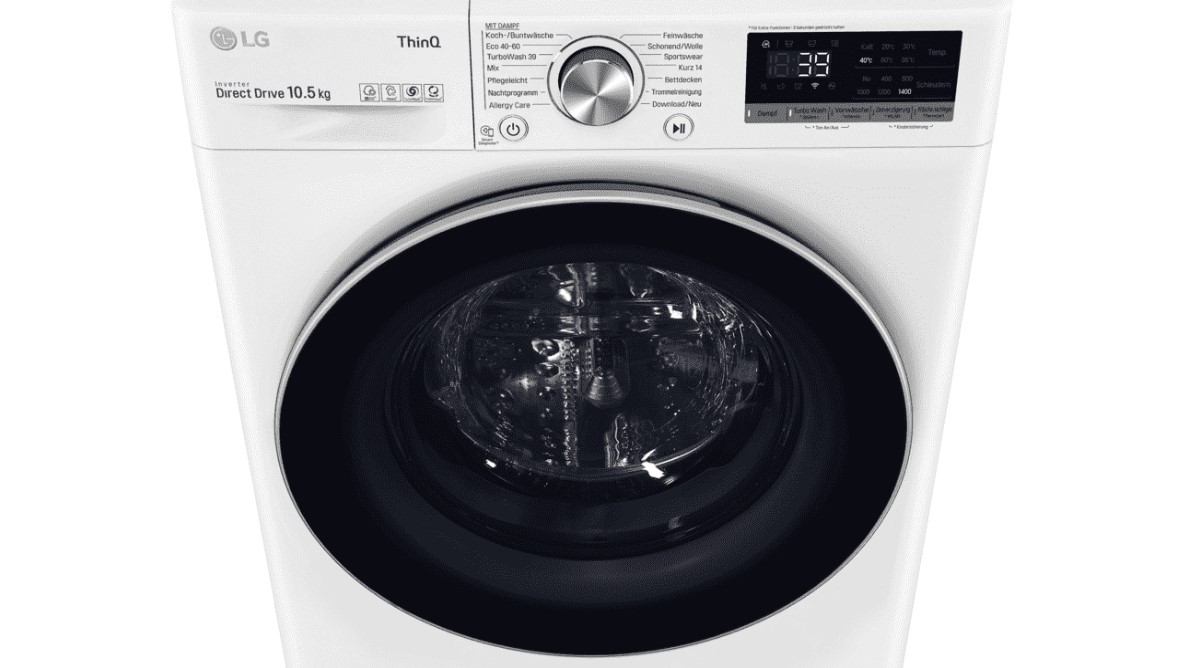 Vedere frontală a mașinii de spălat rufe LG F4WV710P1E