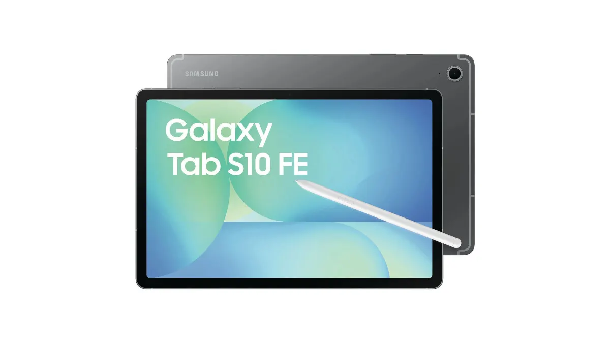 Zwei graue Samsung Galaxy Tablets, eines mit Stift auf dem Bildschirm, vor einem weißen Hintergrund.