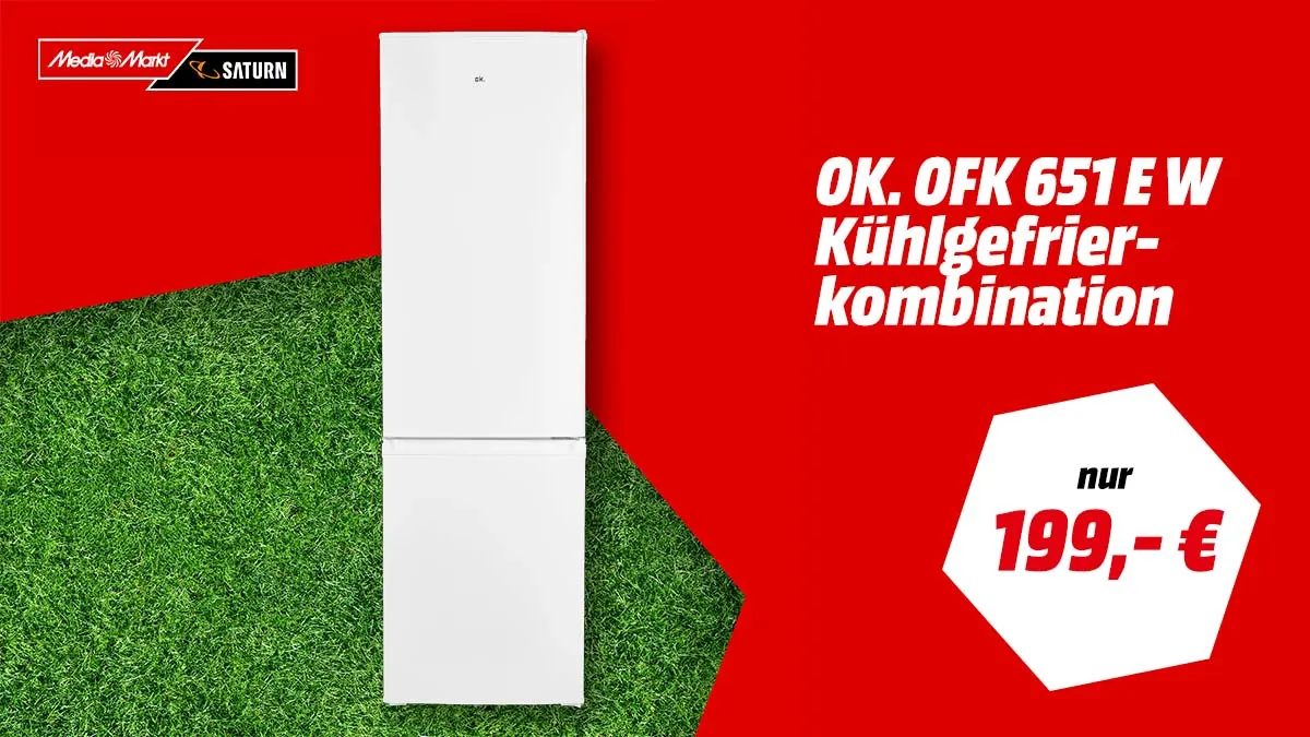 Die OK Kühlgefrierkombination im WM-Spar-Hattrick bei MediaMarkt sichern.