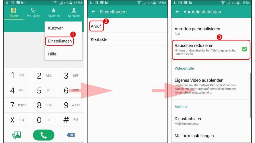 Einstellung in der Telefon-App von Android soll Rauschen bei Telefongesprächen reduzieren.