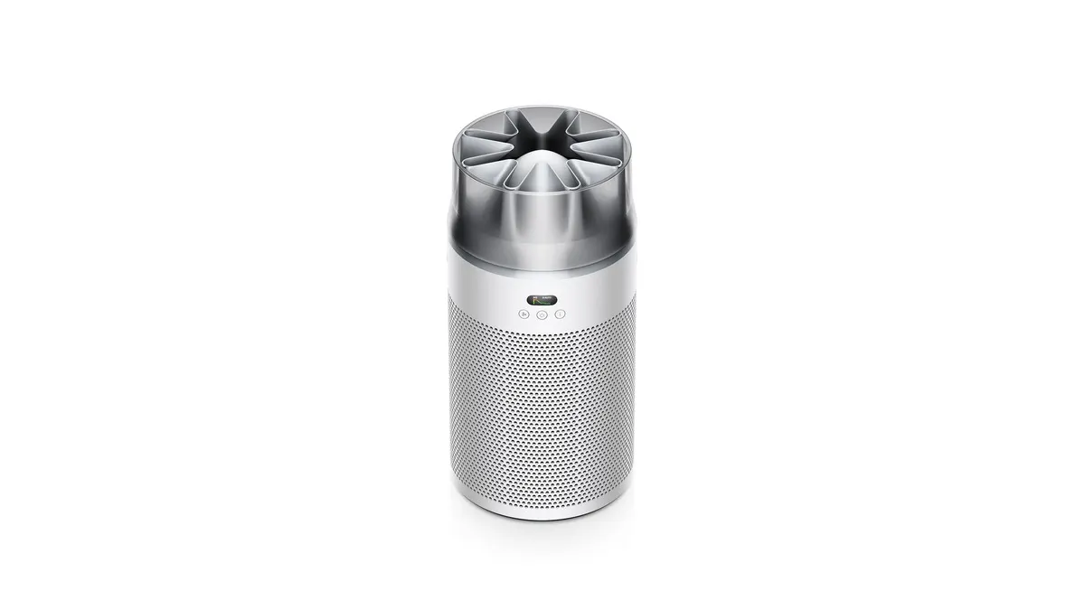 Der Dyson HushJet Purifier Compact vor einem weißen Hintergrund.