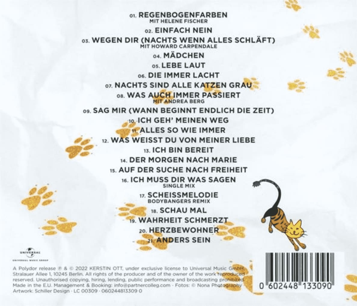 Kerstin Ott Best Ott CD Cover Rückseite mit allen Titeln