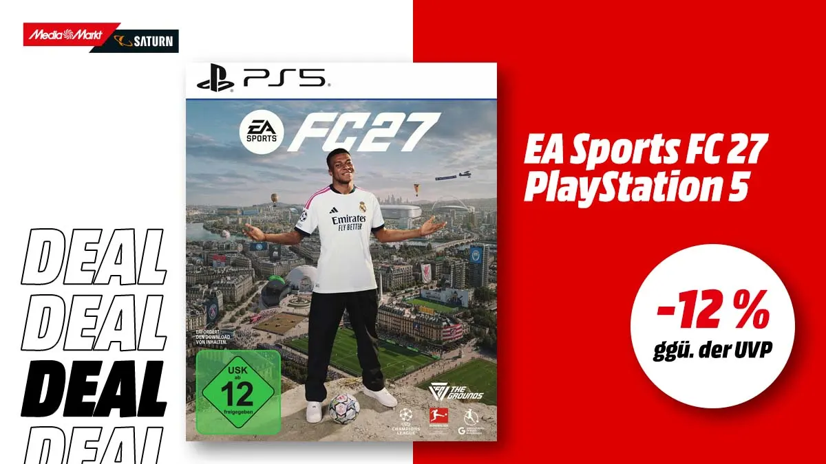 EA Sports FC 27 Standard Edition für PlayStation 5 — jetzt mit -12 % (ggü. der UVP) reduziert bei MediaMarkt