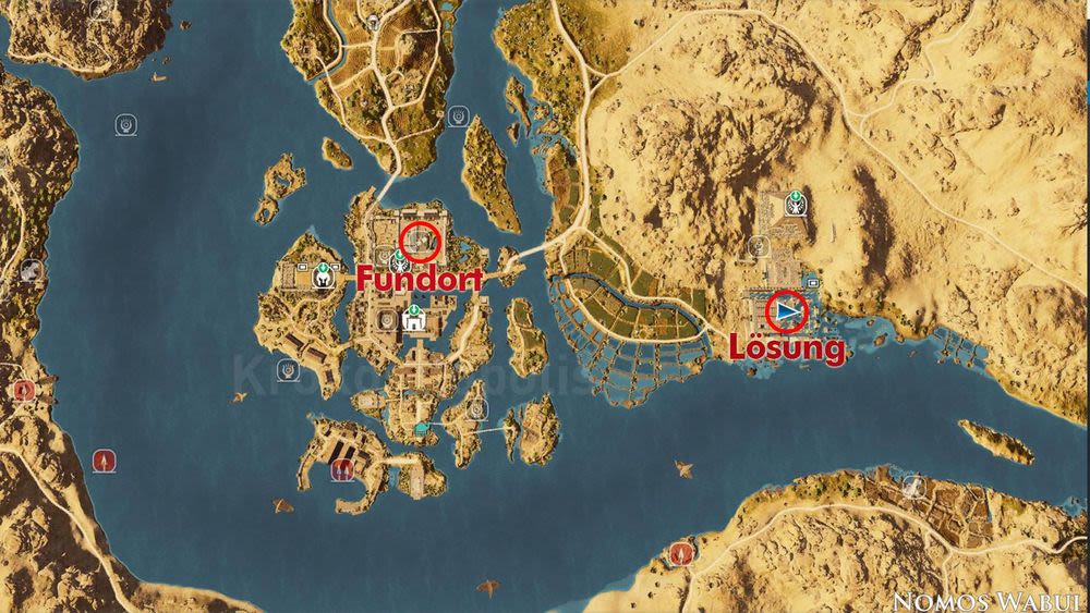 Faiyum Oasis– Sobeks Wut-Rätsel: Standort auf der Ingame-Karte.