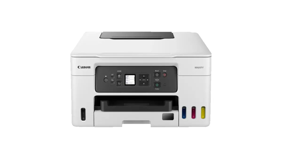 Der Multifunktionsdrucker Canon Maxify GX3050 vor einem weißen Hintergrund.