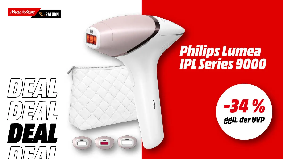 Philips Lumea BRI955/01 IPL Haarentferner in Weiß mit 3 Aufsätzen, aktuell mit -34 % (ggü. der UVP) reduziert