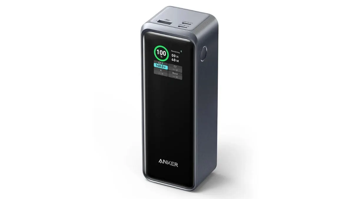 Die Powerbank Anker Prime 27650 (A1340) vor weißem Hintergrund.