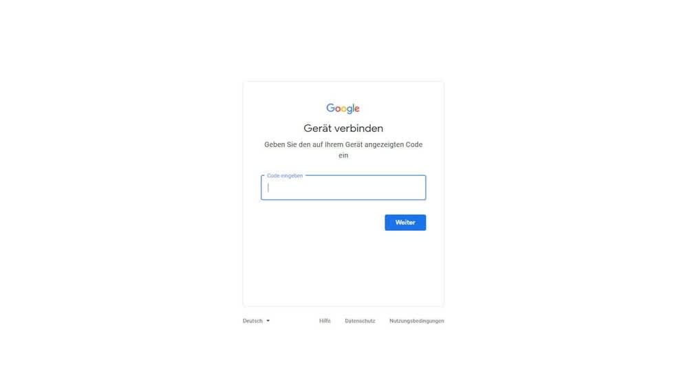 Google-Fenster fordert zur Eingabe eines Codes für die Verbindung mit einem Gerät auf.