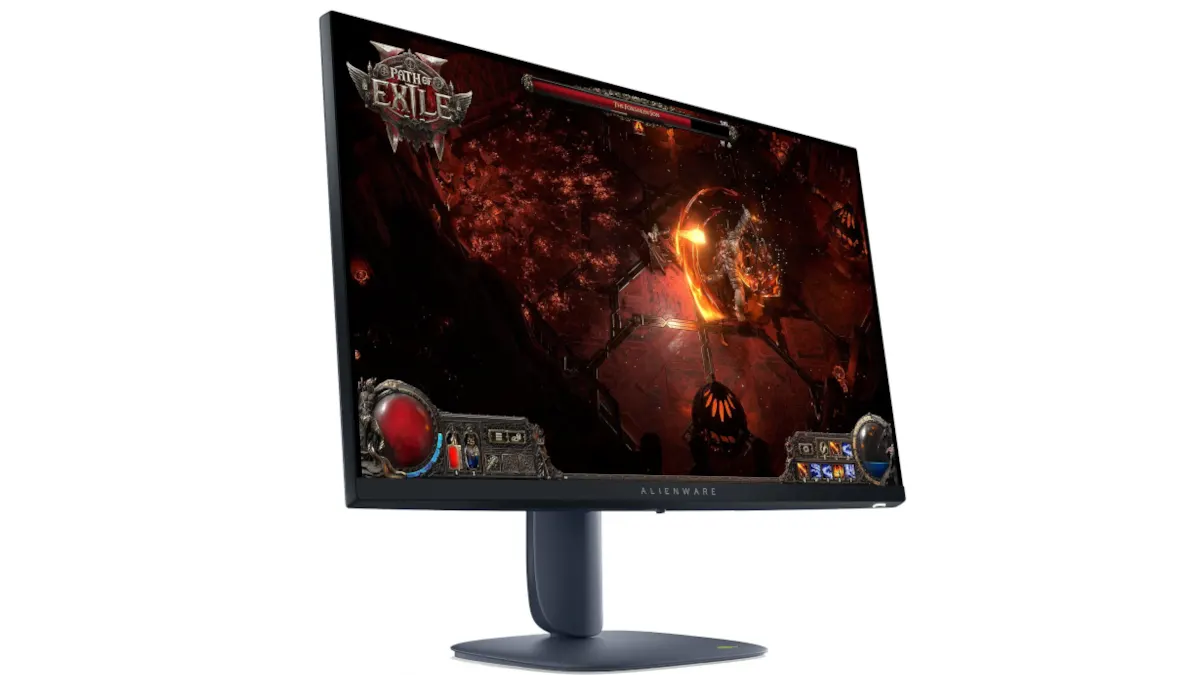 Der Dell Alienware AW2725DM auf weißem Hintergrund.