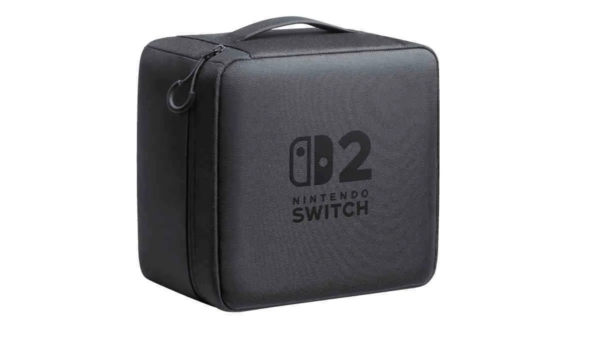 Nintendos Tragetasche für die Switch 2 vor weißem Hintergrund.