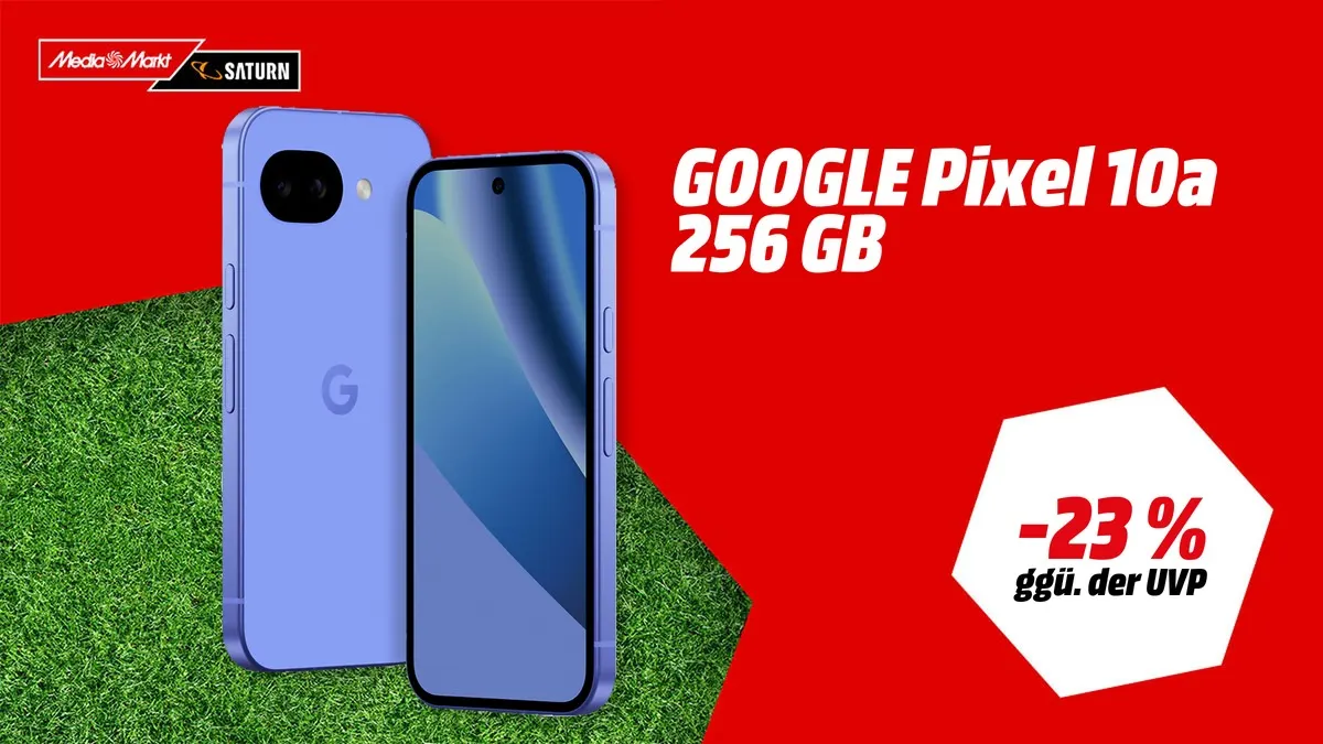 Google Pixel 10a Smartphone in Lavender — WM-Angebot mit -23 % (ggü. der UVP) auf den UVP von 499,–€