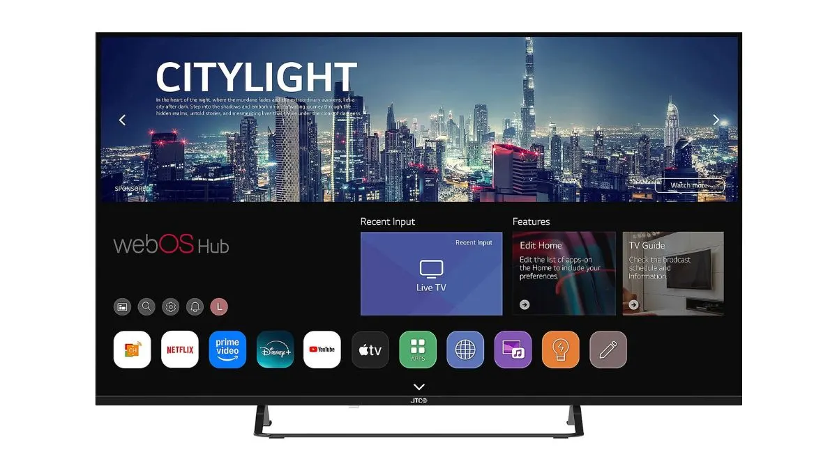 Der Smart-TV JTC-24 JTCS50U39501FL vor weißem Hintergrund.