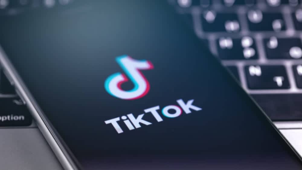 Ein Smartphone zeigt das TikTok-Logo an.
