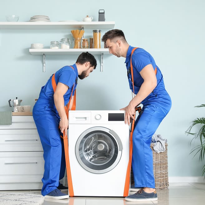 Lieferung einer Waschmaschine symbolisch für Lieferung des BAUKNECHT HEKO 500 H Einbauherdset Elektrokochfeld