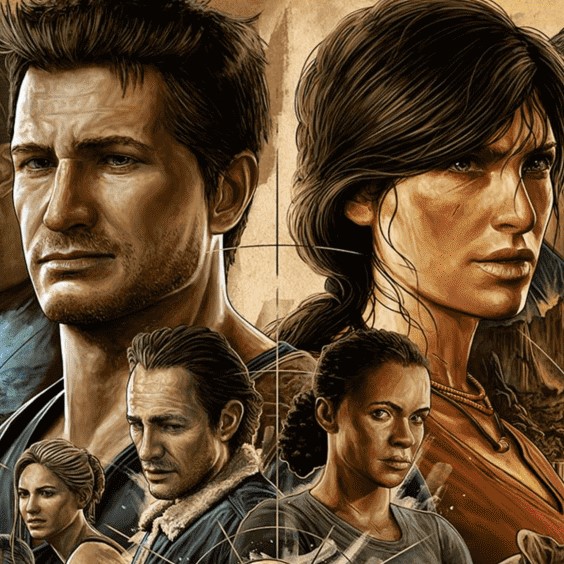 Protagonisten von Uncharted mit Nathan Drake und Chloe Frazer