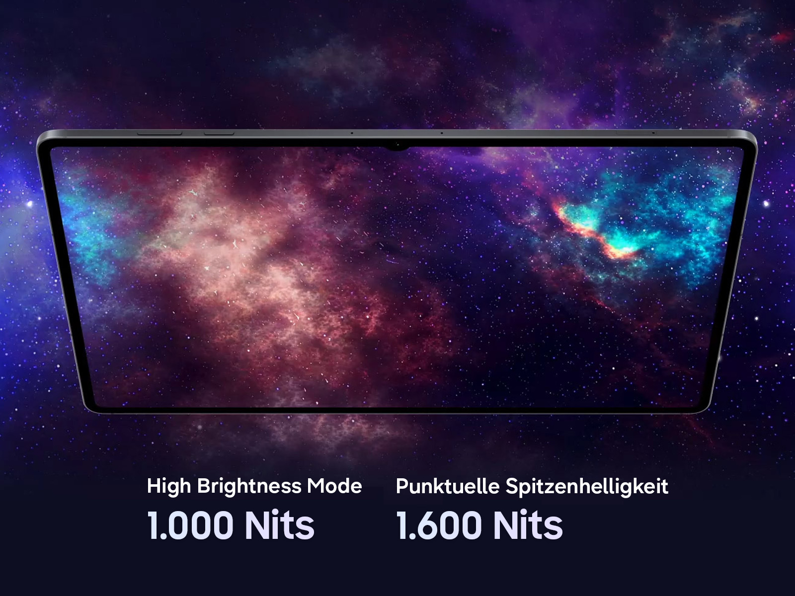 Dynamic AMOLED 2X Display des Galaxy Tab S12 Ultra mit farbenreichem Weltraummotiv.