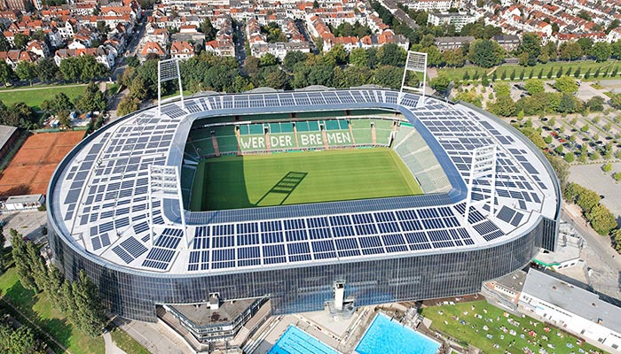Draufsicht auf das Fußballstadion des SV Werder Bremen.