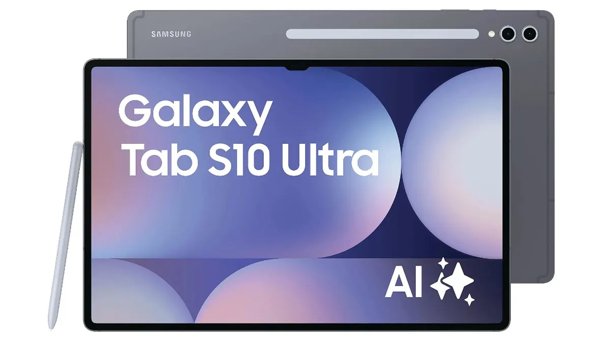 Das Samsung Galaxy Tab S10 Ultra vor weißem Hintergrund.