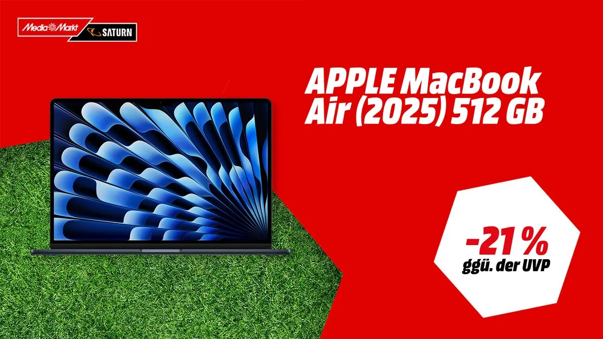 Apple MacBook Air 2025 mit 15,3-Zoll-Display und Apple M4-Chip — WM-Angebot mit -21 % (ggü. der UVP)