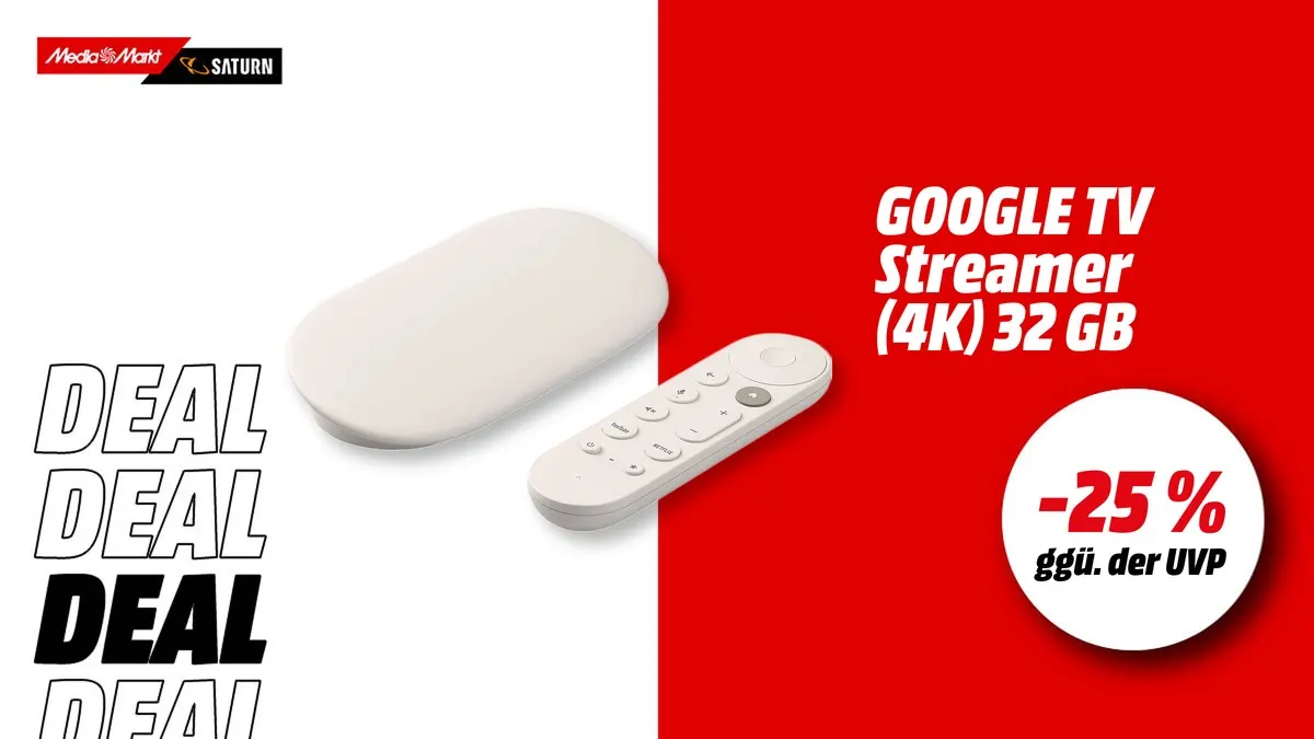 Google TV Streamer 4K in Porcelain – jetzt mit -25 % (ggü. der UVP) zum reduzierten Preis erhältlich